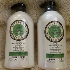PERLIER SHEA BUTTER PEAR BATH & SHOWER CREAM (2) 16.9 BOTTLES